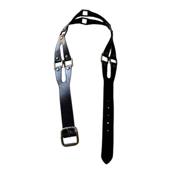 Linea Pelle Black Leather Belt Solid Brass Buckle Large NWOT - Picture 9 of 13